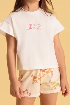 Pijama Infantil Feminino em Malha com Shorts Estampado de Algodão Bugbee - comprar online