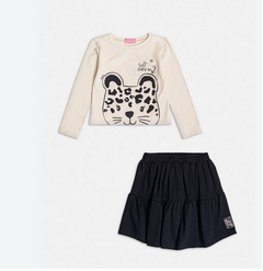 Conjunto Infantil Blusa e Saia Tigrinho Momi