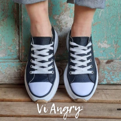 ZAPATILLAS RUN ECOCUERO NEGRO - VI ANGRY Calzado