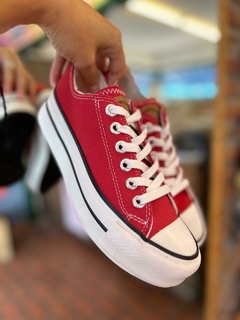 ZAPATILLAS PLATAFORMA LONA ROJA - tienda online