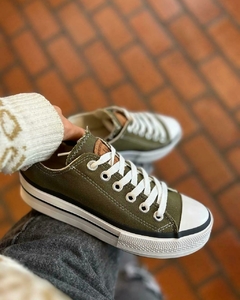 ZAPATILLAS PLATAFORMA LONA VERDE OLIVA en internet