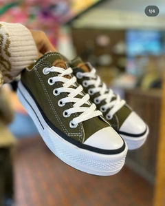 ZAPATILLAS PLATAFORMA LONA VERDE OLIVA - comprar online