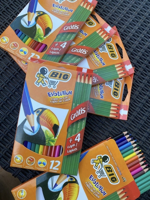 Lápices de colores BIG EVOLUTION x12 + 4 lápices negros
