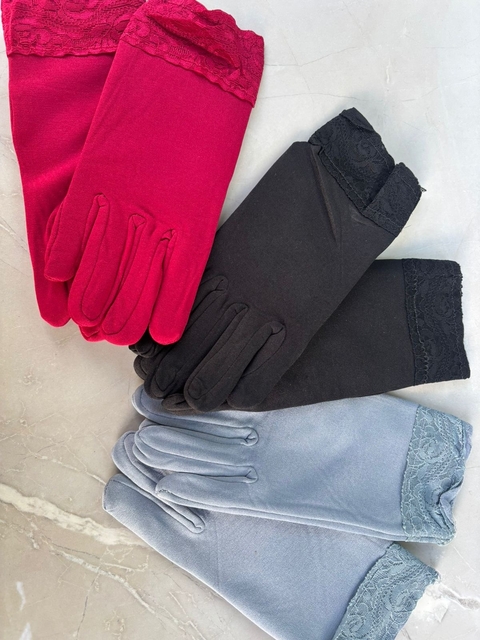 Guantes con lycra y ENCAJE en puño - comprar online