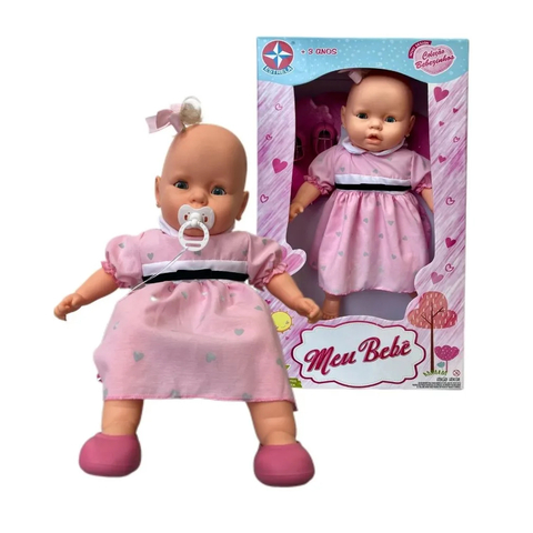 BONECA MEU BEBE VESTIDO ROSA - ESTRELA