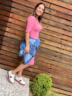 Vestido canelado rosa - comprar online