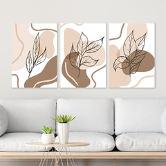 Trio Folhas Abstratas 2 - Frente de Vidro - 30x40