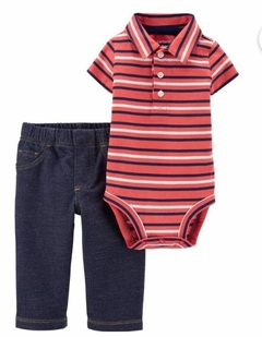 Conjunto Listrado Laranja Carters