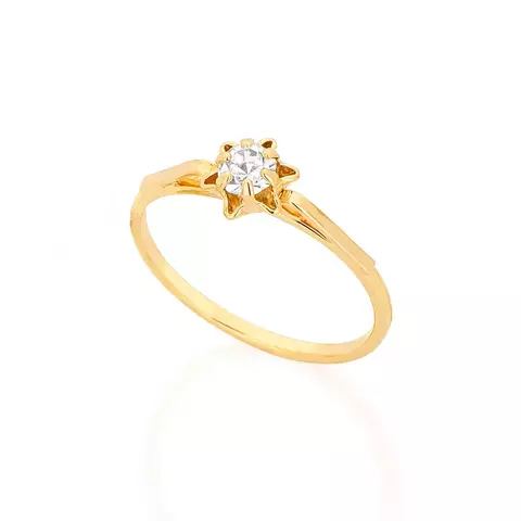 Anillo laminado en oro 18k con piedra cristal