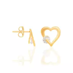 Aro corazón laminado en oro 18k con piedra cristal. en internet