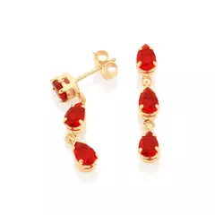 Aro colgante laminado en oro 18k con piedras Rubí. - comprar online
