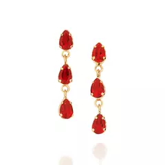 Aro colgante laminado en oro 18k con piedras Rubí.