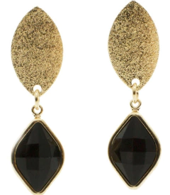 Aro colgante con piedra azabache laminado oro 18k - Romminox