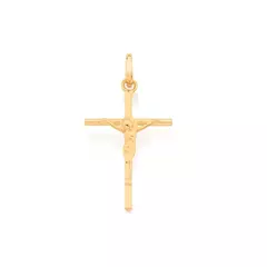 Aro cruz con imagen laminado en oro 18k.