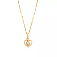 Dije corazón laminado en oro 18k con piedra cristal. - comprar online