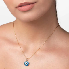 Dije ojo griego laminado en oro 18k. - comprar online