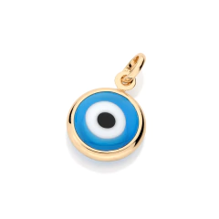 Dije ojo griego laminado en oro 18k.
