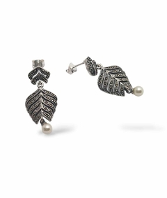 Aros Colgante Con Marquesitas Y Detalle Perla De Plata 925 - comprar online