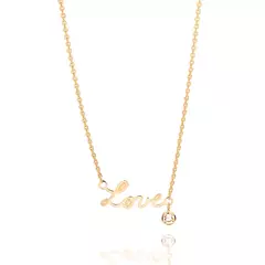 Cadena Gargantilla con dije Love y cristal Laminada en oro 18k Rommanel