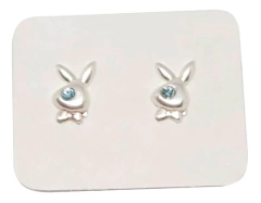 Aros conejo playboy cristal laminado plata 925 - Romminox