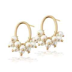 Aro argolla con perlas laminado en oro 18k Romminox