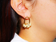Aro argolla con perlas laminado en oro 18k Romminox - comprar online