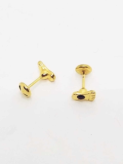 Aros abridor modelo patita con piedra rubí laminado en oro 18k Romminox en internet