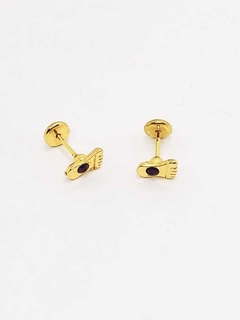 Aros abridor modelo patita con piedra rubí laminado en oro 18k Romminox - comprar online
