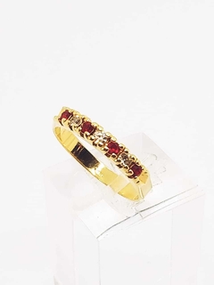 Anillo combinado con piedra roja y blanca laminado en oro 18k Rommanel - comprar online