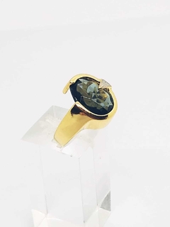 Anillo laminado en oro 18k, piedra cristal Zafiro. - comprar online