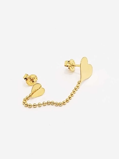 Aros doble corazón laminado en oro 18k. - comprar online