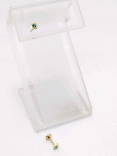 Aro laminado en oro 18 k con piedra agua marina. - comprar online