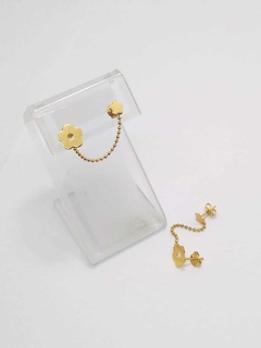 Aros flor doble perforado laminado en oro 18k- Romminox