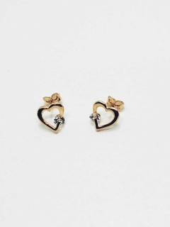 Aro corazón laminado en oro 18k con piedra cristal. - comprar online