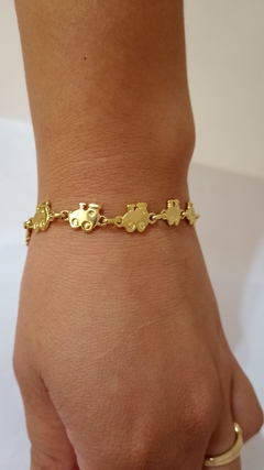 Pulsera con dijes trencitos laminada en oro 18k Romminox