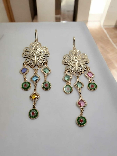 Aros Colgante flor con cristales Rommanel