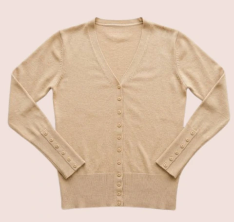 Talle L - Cárdigan beige de hilo para mujer