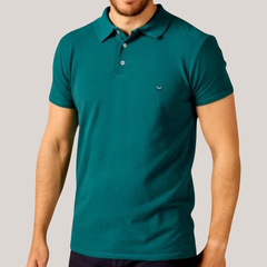 Chomba de piqué de algodón para hombre en color verde, ideal para primavera y verano.