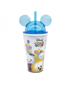 Copo Mickey Minnie Tsum Tsum Disney com tampa de orelhas