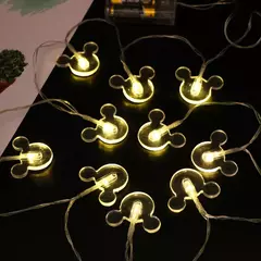 Varal de LED Mickey Natal não pisca luminária Disney