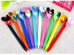 Kit 10 canetas Disney Mickey Minnie Donald Margarida Pooh Stitch Mike Sulley Woody Buzz Lightyear