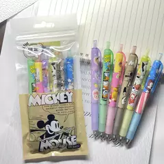 Kit 6 canetas Disney Mickey Minnie Donald Pateta Pluto Tico e Teco Duffy