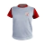 Remera mangas cortas gris melange con mangas rojas (jersey).