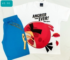 Conjunto infantil  masculino com estampa Angry Birds compondo camiseta de  algodão  e bermuda de moletomalgodão - comprar online