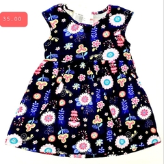 Vestido infantil feminino  de algodão  na cor preta florido - comprar online