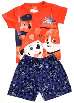 Conjunto infantil masculino do personagem Patrulha Canina de camiseta de algodão e shortinho de malha. - comprar online