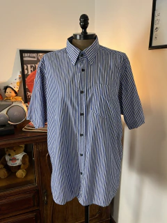 Camisa Azul Listrada em algodão (G) - comprar online