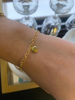 Pulseira Oval com Pingente Coração - 10k - loja online
