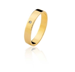 Aliança Reta 4 mm com Pedra 10k