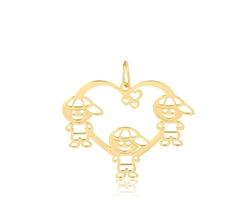 Pingente Coração 3 Meninos - 10k